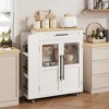 Rolling Kitchen Island with Drawer - Mobile Wooden Cart with Storage Cabinet & 3-Tier Spice Rack, Thick Solid Wood Top Trolley - 2 of 4
