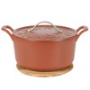 Bloomhouse 7 Qt Cast Iron Dutch Oven W/ Embossed Lid, European Enamel, & Olive Wood Trivet - 4 of 4