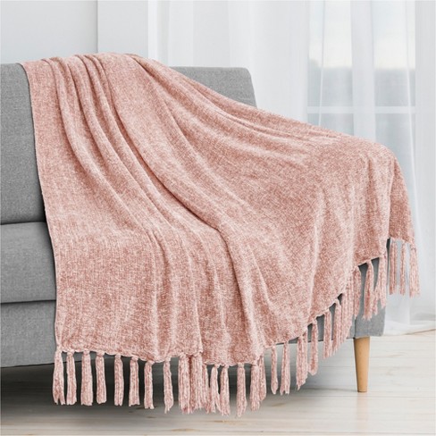 Pack of 2 Luxurious Shiny Tassel Fringed Velvet Decorative Throw