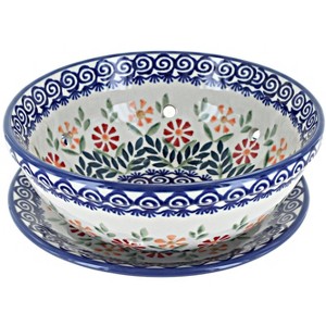 Blue Rose Polish Pottery M076 Manufaktura Berry Bowl With Plate - 1 of 1