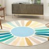 Boho Rugs Washable Kids Rug Non Slip Nursery Rug Low Pile Floor Mat Soft & Non-Shedding Sunshine Carpet Colorful Rainbow Printed Indoor Rugs - 4 of 4