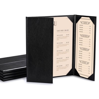 WeChef 5 Pack Restaurant Menu Covers Gate-view for 8.5x11" & 4.25x11" Paper PU Leather Coffee Hotel