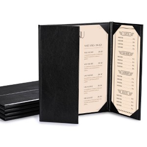 WeChef 5 Pack Restaurant Menu Covers Gate-view for 8.5x11" & 4.25x11" Paper PU Leather Coffee Hotel - 1 of 4
