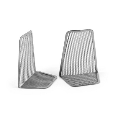 Design Ideas MeshWorks Bookends – Metal Mesh Bookend Supports – Silver, 5.7” x 4.7” x 5.6”