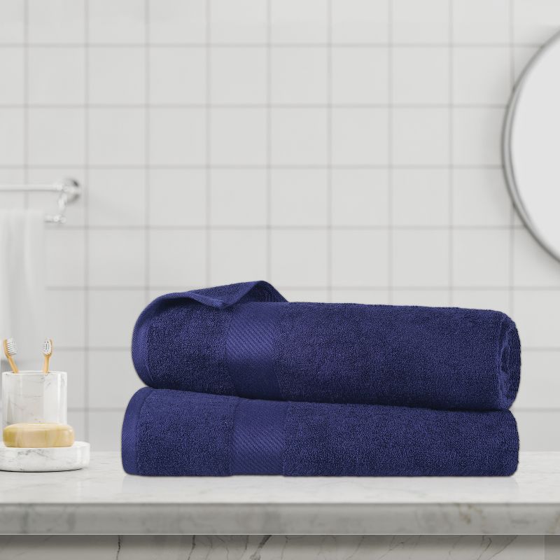 Modern Solid Classic Premium Luxury Cotton 2 Piece Bath Sheet Towel Set by Blue Nile Mills, 2 of 6
