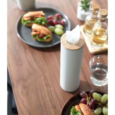 Slim Black Steel and Wood Tissue Holder