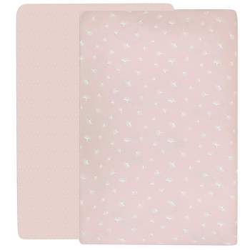 Ely's & Co. Baby Fitted Pack n Play - Mini Crib Sheet  100% Combed Jersey Cotton Pink for Baby Girl 2 Pack