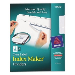 Avery Print & Apply Clear Label Dividers w/White Tabs 3-Tab Letter 5 Sets 11435 - 1 of 4