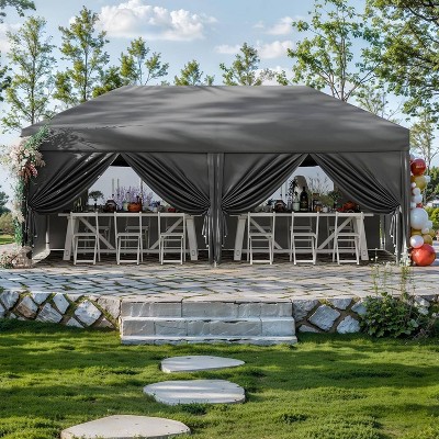 GustoWave 10 X 20ft Pop-Up Canopy with 6 Removable Sidewalls for Camping