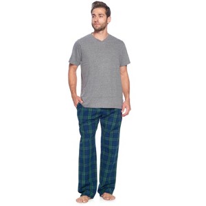 Ashford & Brooks Men's Woven Short Sleeve Jersey Top & Pajama Pants Set - 1 of 4