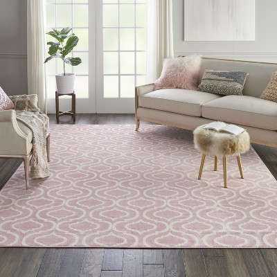 Moroccan Trellis Pink Viscose 8' x 10' Easy-Care Area Rug