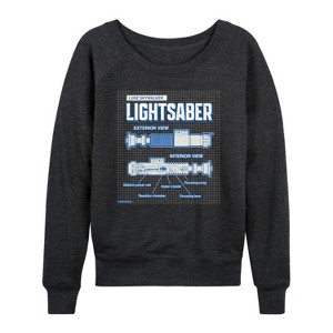 Women's - Star Wars - Luke Saber Schematic Lightweight French Terry Wide Neck Long Sleeve Shirt - 1 of 4