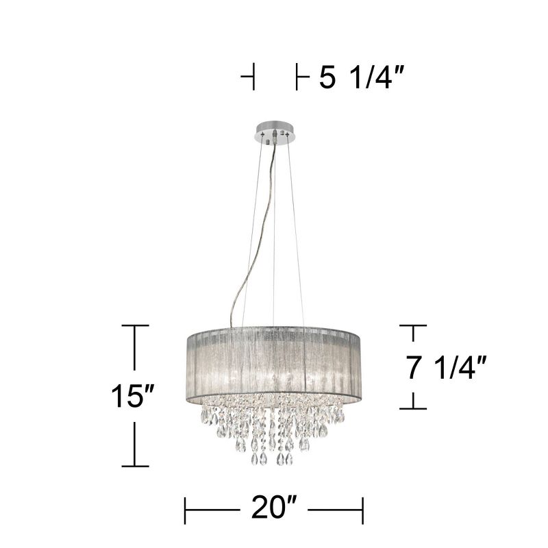 Possini Euro Design Jolie Chrome Chandelier Lighting 20" Wide Modern Crystal Silver Fabric Shade 7-Light Fixture for Dining Room House Kitchen Island, 4 of 10
