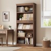 71" Farmhouse Bookcase w/ Double Fluted Design, 5 Tier Tall Bookshelf with Wooden Base, Rustic Vintage Wooden Bookshelf for Office Library - 4 of 4