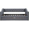 Streamdale Upholstered Twin Size daybed with Two Drawers, Wood Slat Support, Gray - 3 of 4