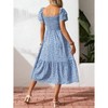 Coolmee Womens Summer Casual Floral Maxi Dress Square Neck Ruffle Short Sleeve Smocked High Waist A Line Wedding Guest Dresses - 4 of 4