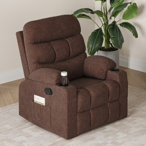 GlasFlength Accent Recliner Chairs, Wide Recliner, Adjustable Single Recliner Chair, for Living Room, Bedroom, Apartment, Brown, 34.3"*36.6"*42.1" - 1 of 4