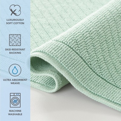 Silt Green Cotton Two-Piece Bath Rug Set with Slip Resistant Backing