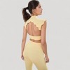 Anna-Kaci Active Women's Scallop Edge High Neck Cropped Top with Cap Sleeves and Open Back Detail - 4 of 4