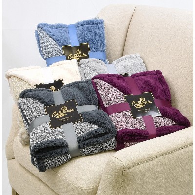 Dark Gray Reversible Sherpa Fleece Throw Blanket 60" x 50"