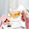 Pavilion Gift Company - Enjoy - 7 oz Glass Teacup and Saucer - Drinkware - 2 of 4