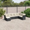 vidaXL 8 Piece Patio Sofa Set with Cushions Black Poly Rattan - Black and Cream without Storage, 8 Items - 2 of 4