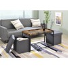 NicBex Modern Square Coffee Table Set of 5 with 4 Storage Stools and Metal Frame for Living Room - 2 of 4