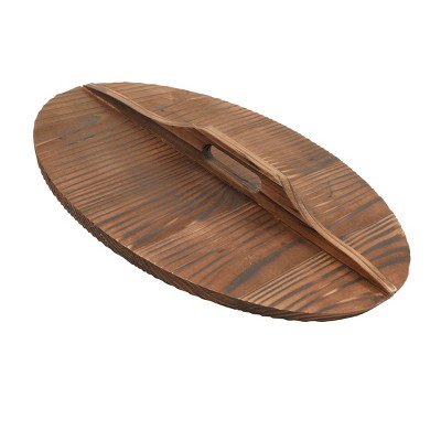 Juvale Wooden Wok Lid Cover with Handle for Kitchen (14 In)