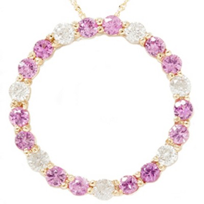 Pompeii3 2ct Pink Sapphire & Diamond Circle Pendant