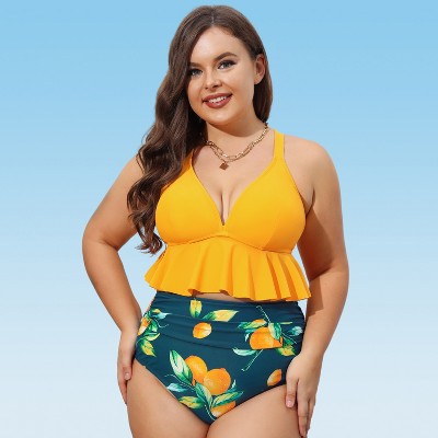 CUPSHE Women's Plus Size Tankini Yaritza Knotted Ruffle Swimsuit, :  : Clothing, Shoes & Accessories