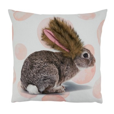 Saro Lifestyle Large Bunny Design Throw Pillow With Poly Filling, Pink