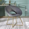 Sapphtopaz 1pc Accent Chair Silky Velvet Tufted Lounge Chair with Gold Tone Finished Base Living Room Chair Comfy Chair for Living Room Bedroom Studio - 4 of 4
