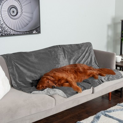 Extra Large Granite Gray Waterproof Velvet Pet Throw Blanket