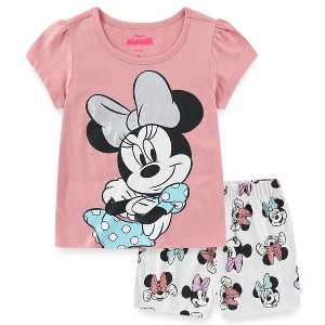 Disney Minnie Mouse Girls Short Sleeve T-Shirt and Shorts Set for Toddlers and Big Kids - 1 of 4