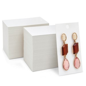 Juvale 200 Pack White Paper Ear Studs & Earring Jewelry Display Cards, 3.5 x 2 in - 1 of 4