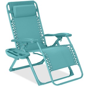Best Choice Products Monochromatic Zero Gravity Chair, Folding Patio Recliner w/Side Tray, Headrest - 1 of 4