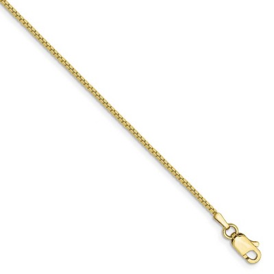 Black Bow Jewelry 1mm, 10k Yellow Gold, Box Chain Bracelet, 7 Inch