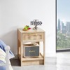 KTMBDW 2 Tier End Table, Rattan Side Table with Solid Wood Legs, Boho Bedside Table with Drawer and Storage Shelf, Nightstand for Bedroom - 2 of 4