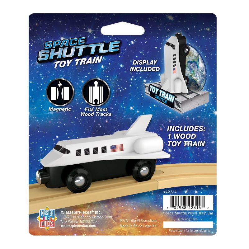 MasterPieces Space Shuttle Wooden Toy Train Engine For Kids, 4 of 7