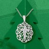 Ross-Simons 0.20 ct. t.w. Diamond Cross Filigree Pendant Necklace in Sterling Silver - 3 of 4