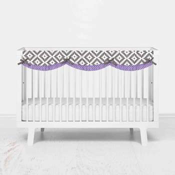 Bacati - Love Gray/Lilac Stripes Long Side Crib Rail Guard Cover