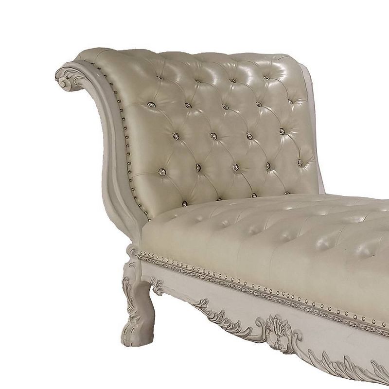 82&#34; Dresden Chaise Lounge Leather Aire and Bone White Finish - Acme Furniture, 2 of 8