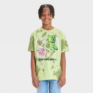 Boys' Minecraft 'Creeper Farm Tour' Short Sleeve Graphic T-Shirt - Lime Green - 1 of 4