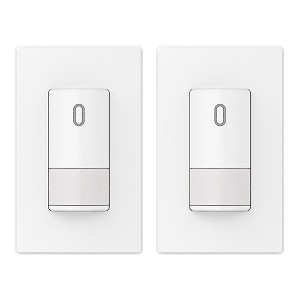 ELEGRP Sensor Light Switch, PIR Infrared Motion Activated Wall Switch No Neutral Wire, Single Pole for CFL/LED/Incandescent Bulb, UL Listed,White 2PC - 1 of 1