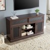 VYNXARIA Embossed Pattern TV Stand, TV and Media Console with Open and Closed Storage Space and sliding door for Living Room & Bedroom, DARK CHERRY - 2 of 4