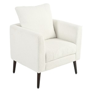 Zeus & Ruta Mid-Century Upholstered Accent Chair with Cushion and Wooden Legs - 1 of 4