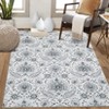 Washable Vintage Floral Print Living Room Rugs, Retro Accent Non Slip Large Carpet for Bedroom Home Office - 2 of 4