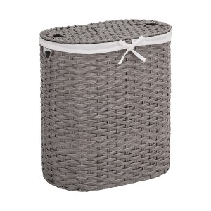 Seville Classics Modern Handwoven Oval Double Sided Laundry Room Hamper - 1 of 4