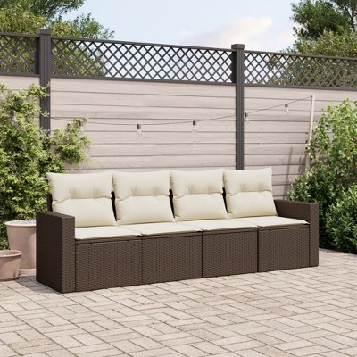 4 Piece Patio Sofa Set with Cushions Poly Rattan vidaXL