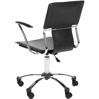 Transitional Kyler Black Leather & Metal Desk Chair